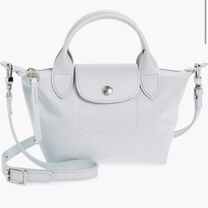 Like new Longchamp Le Pliage XS Crossbody in silver/gray